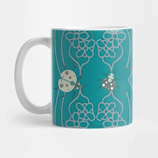 Ladybird and Floral Nature Pattern Mug